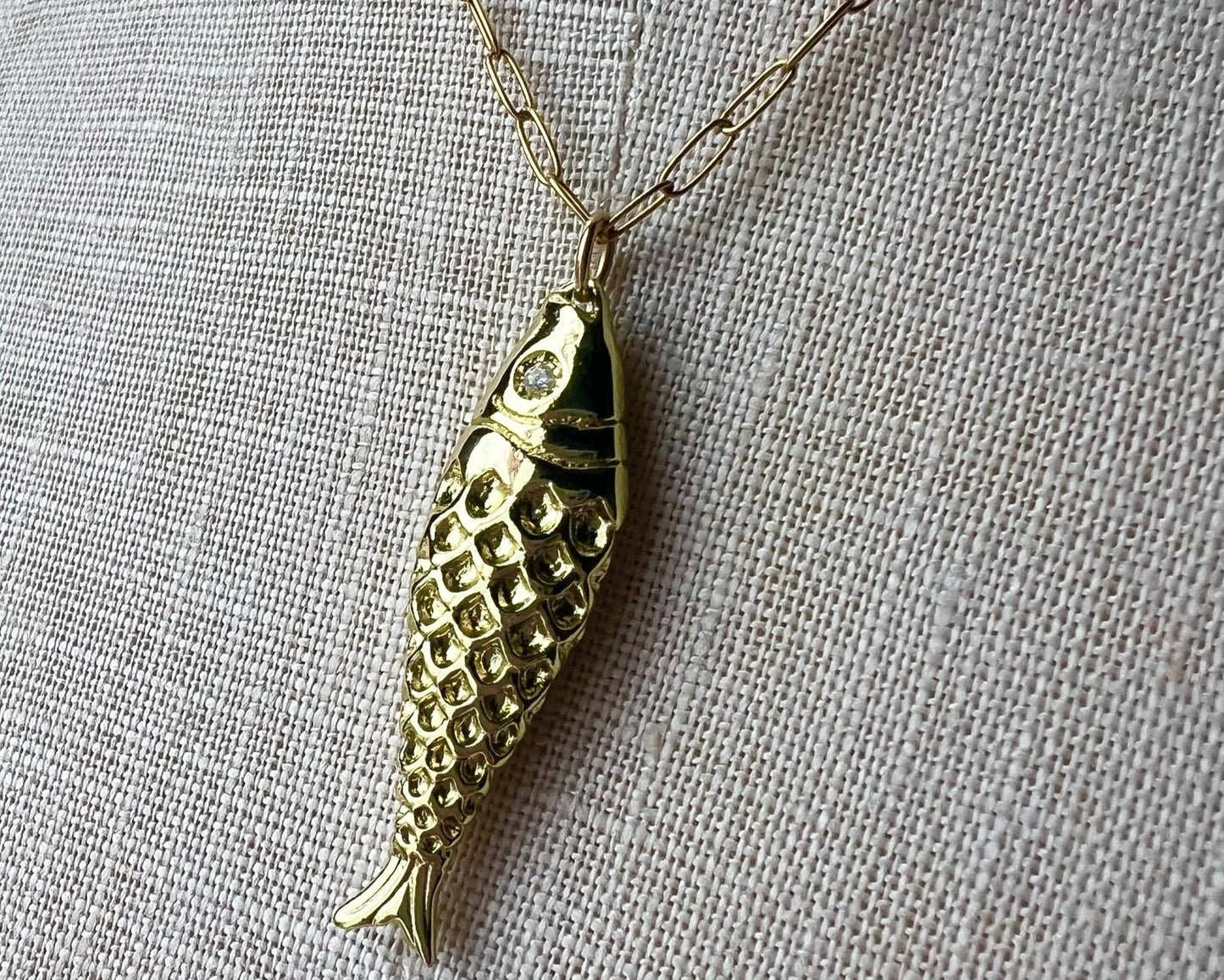fish pendant with pavè rhinestone