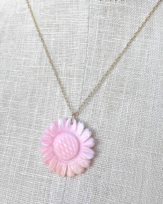 pink queen conch sunflower pendant